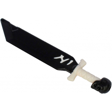black minifigure weapon sword with skull pommel with molded white hilt pattern ninjago shadow blade of deliverance