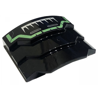 black wedge 4 x 3 stepped no studs with sand green stripe and silver spikes pattern sticker - set 71736