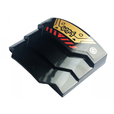 black wedge 4 x 3 stepped no studs with black lines rings and triangles silver screws red danger stripes and gold armor pattern sticker - set 71775