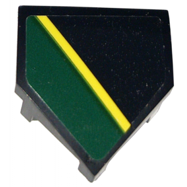 black wedge 2 x 2 x 2 3 pointed with dark green and yellow stripes pattern model left side sticker - set 76907
