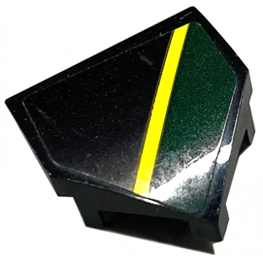 black wedge 2 x 2 x 2 3 pointed with dark green and yellow stripes pattern model right side sticker - set 76907