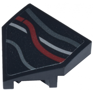 black wedge 2 x 2 x 2 3 pointed with dark red silver and dark silver wires pattern model left side sticker - set 75398