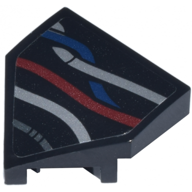 black wedge 2 x 2 x 2 3 pointed with dark red dark blue silver and dark silver wires pattern model right side sticker - set 75398