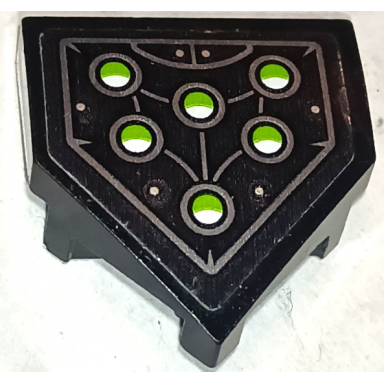 black wedge 2 x 2 x 2 3 pointed with 6 lime and white spider eyes dark silver webbing dots and border pattern sticker - set 80014