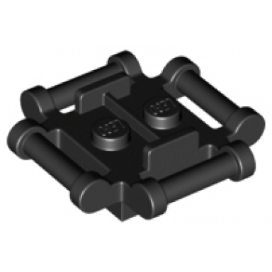 black brick modified 2 x 2 with bar handles on 4 sides