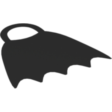 black duplo wear cloth cape with elastic loop scalloped 5 points batman
