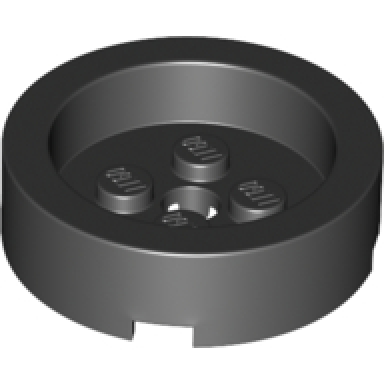 brick round 4 x 4 with recessed center and hole