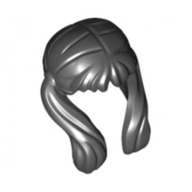minifigure hair female long with bangs and front pigtails - flexible rubber