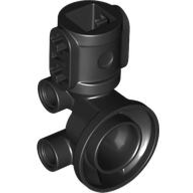black technic steering wheel hub holder shock absorber head with 2 pin joiners and shaft with 2 axle holes