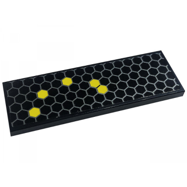 black tile 2 x 6 with honeycomb with 5 yellow hexagons pattern sticker - set 76904