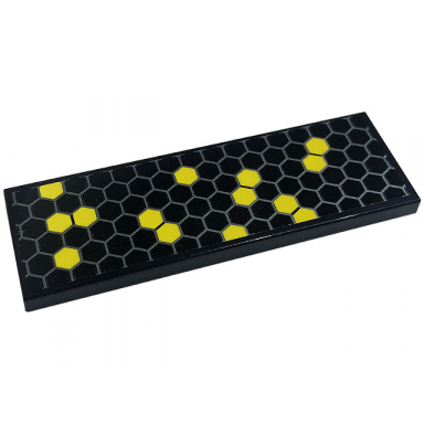 black tile 2 x 6 with honeycomb with 14 yellow hexagons pattern sticker - set 76904