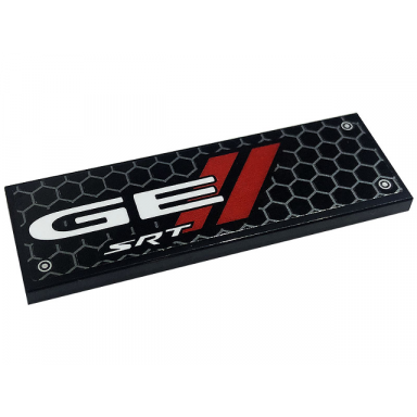 black tile 2 x 6 with honeycomb white ge srt rivets and red stripes pattern model right side sticker - set 76904