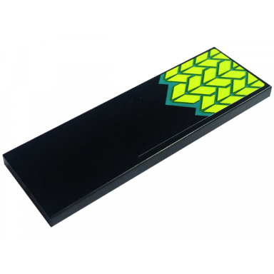black tile 2 x 6 with lime and dark turquoise snake scales pattern sticker - set 60339