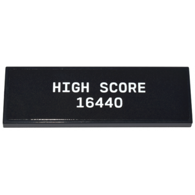 black tile 2 x 6 with white high score 16440 pattern sticker - set 10323