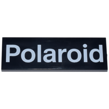 black tile 2 x 6 with white polaroid logo pattern
