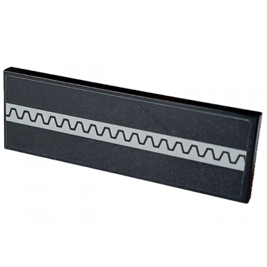 black tile 2 x 6 with silver zipper pattern sticker - set 75582