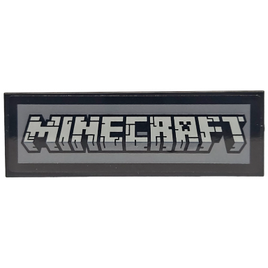 black tile 2 x 6 with light bluish gray minecraft logo on dark bluish gray background pattern sticker - set 21265
