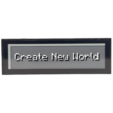 black tile 2 x 6 with pixelated white create new world on dark bluish gray background pattern sticker - set 21265