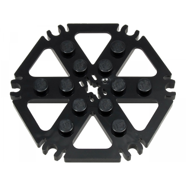 black technic plate rotor 6 blade with clip ends connected water wheel - solid studs