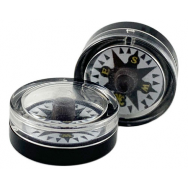 black minifigure utensil compass with fixed trans-clear top and white disc with fleur-de-lis pattern