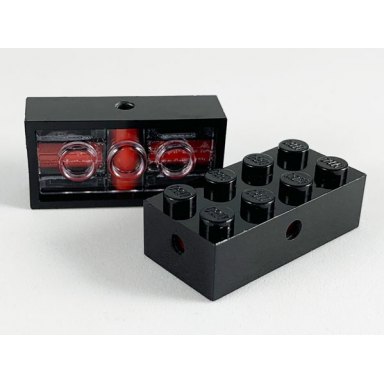 black brick modified 2 x 4 with wheels holder trans-clear bottom