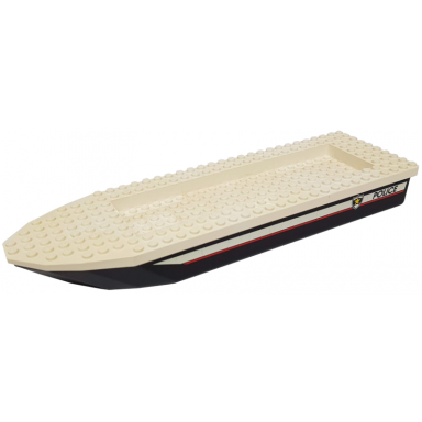 black boat hull unitary 32 x 10 x 1 2 3 with white top with police red line and badge logo pattern on both sides stickers - set 6433