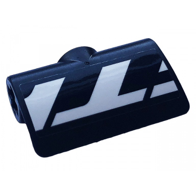 black technic panel curved 2 x 3 x 1 with white letter t and white stripes pattern sticker - set 42123