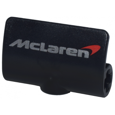 black technic panel curved 2 x 3 x 1 with silver and red mclaren logo pattern
