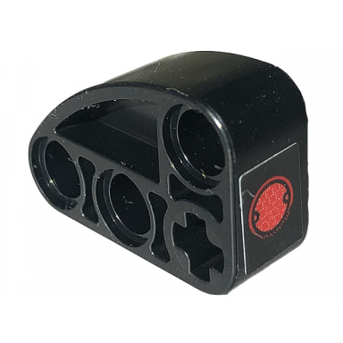 black technic liftarm modified l-shape quarter ellipse thick 2 x 3 with red taillight pattern sticker - set 42132