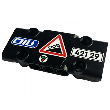 black technic panel plate 3 x 7 x 1 with oil license plate 421 29 carrot and infinite gradient road sign pattern sticker - set 42129
