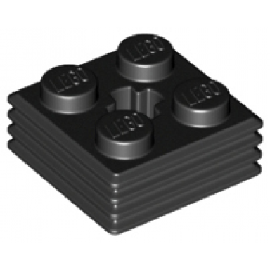black brick modified 2 x 2 x 2 3 ribbed with axle hole