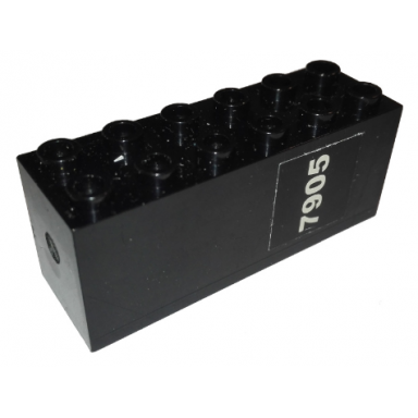black brick modified 2 x 6 x 2 weight - bottom sealed dimple on ends with white 7905 pattern sticker - set 7905