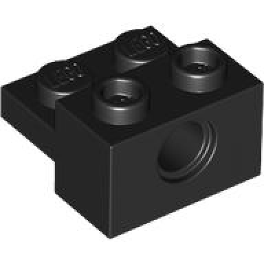 black technic brick modified 1 x 2 with hole and 1 x 2 plate