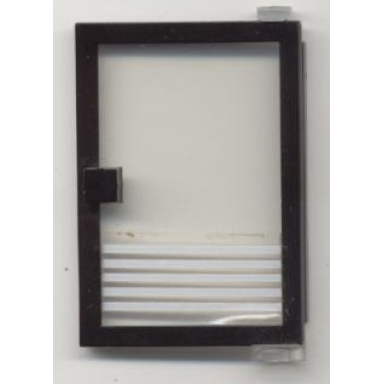 black door 1 x 4 x 5 right with trans-clear glass and 5 white stripes pattern sticker - set 6392