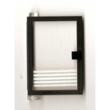 black door 1 x 4 x 5 left with trans-clear glass and 5 white stripes pattern sticker - set 6540