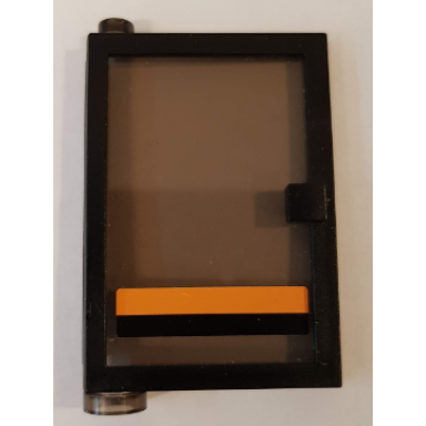 black door 1 x 4 x 5 left with trans-brown glass and black and orange stripe pattern sticker - set 8135