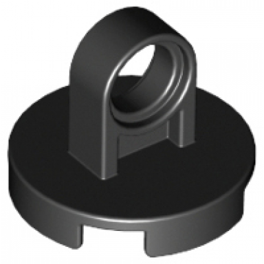 black tile round 2 x 2 with lifting ring thick and bottom stud holder