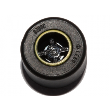 black wheel 8mm d x 9mm for slicks hole notched for wheels holder pin reinforced back with yellow rim edge pattern with black tire 14mm d x 9mm smooth small wide slick 74967pb01 30028