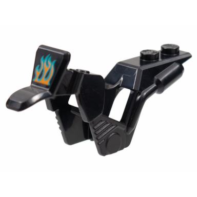 black motorcycle fairing stuntz dirt bike with dark turquoise and orange flames pattern