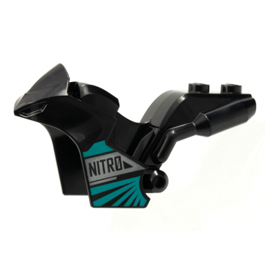 black motorcycle fairing stuntz sport bike tapered front with nitro and dark turquoise trim pattern