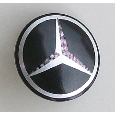 black minifigure shield circular round convex face with silver mercedes-benz logo pattern