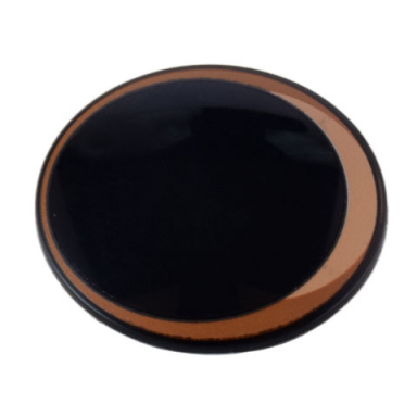 black minifigure shield circular round convex face with dark orange and nougat iris pattern baby groot eye