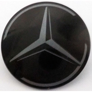 black minifigure shield circular round convex face with dark silver mercedes-benz logo pattern