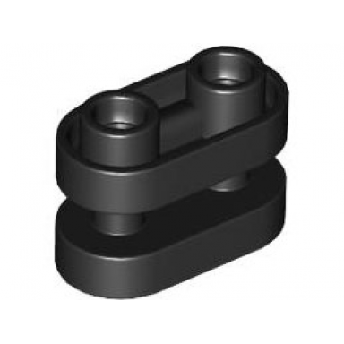 black brick round 1 x 2 with hollow studs and open center with bars