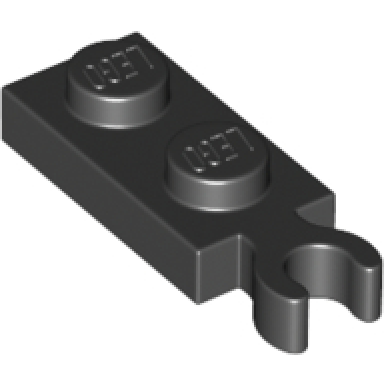 black plate modified 1 x 2 with clip on end vertical grip