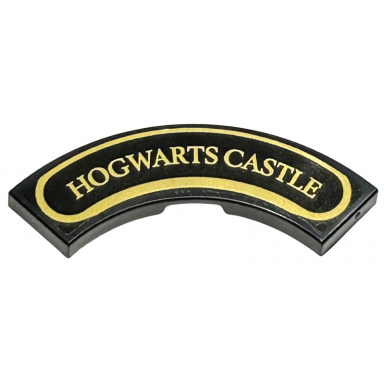 black tile round corner 3 x 3 macaroni with gold hogwarts castle and border pattern sticker - set 76423