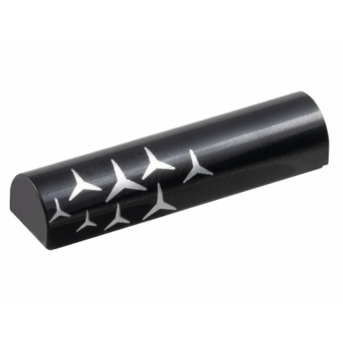 black slope curved 1 x 4 x 2 3 double with silver mercedes logo repeating pattern model left side