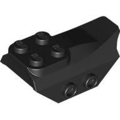 black slope curved 4 x 2 with 4 studs on top 2 hollow studs on each side wing end