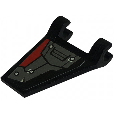 black flag 2 x 2 trapezoid with flared edge with dark bluish gray and red armor plates rivets and air vent pattern model right side sticker - set 80034