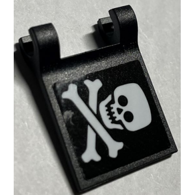 black flag 2 x 2 square with flared edge with skull and crossbones pattern sticker - set 21330